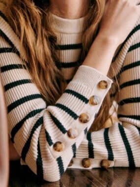 Sezane Sami jumper, large, natural striped